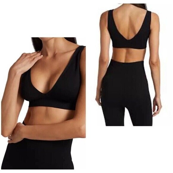 We Wore What XSmall Black Athleisure Unpadded Pullover V-Neck Bra NWT - Picture 1 of 9